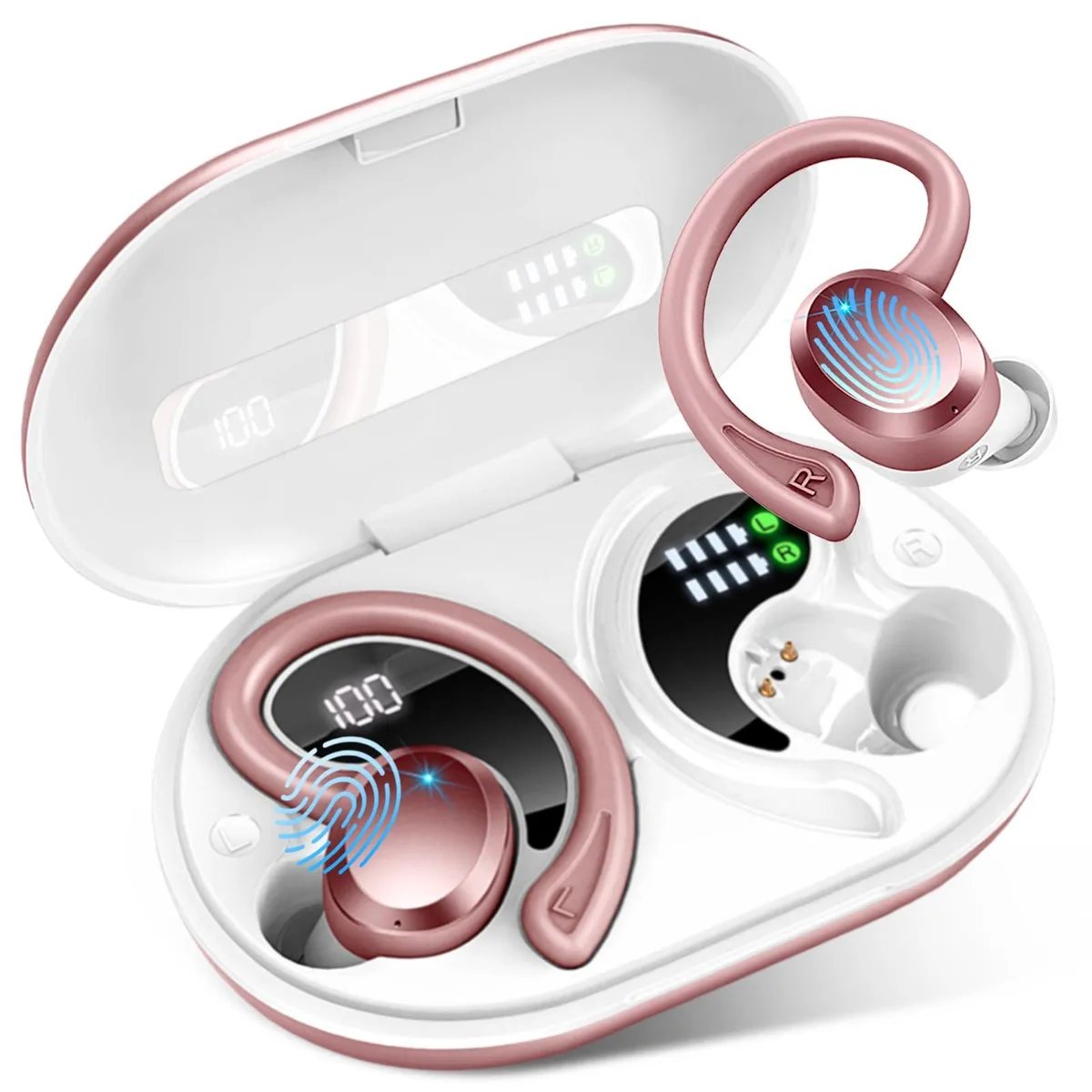 Rulefiss Q38 In-Ear Headphones Gold Bluetooth 5.4 56Hrs IP7 — product photo
