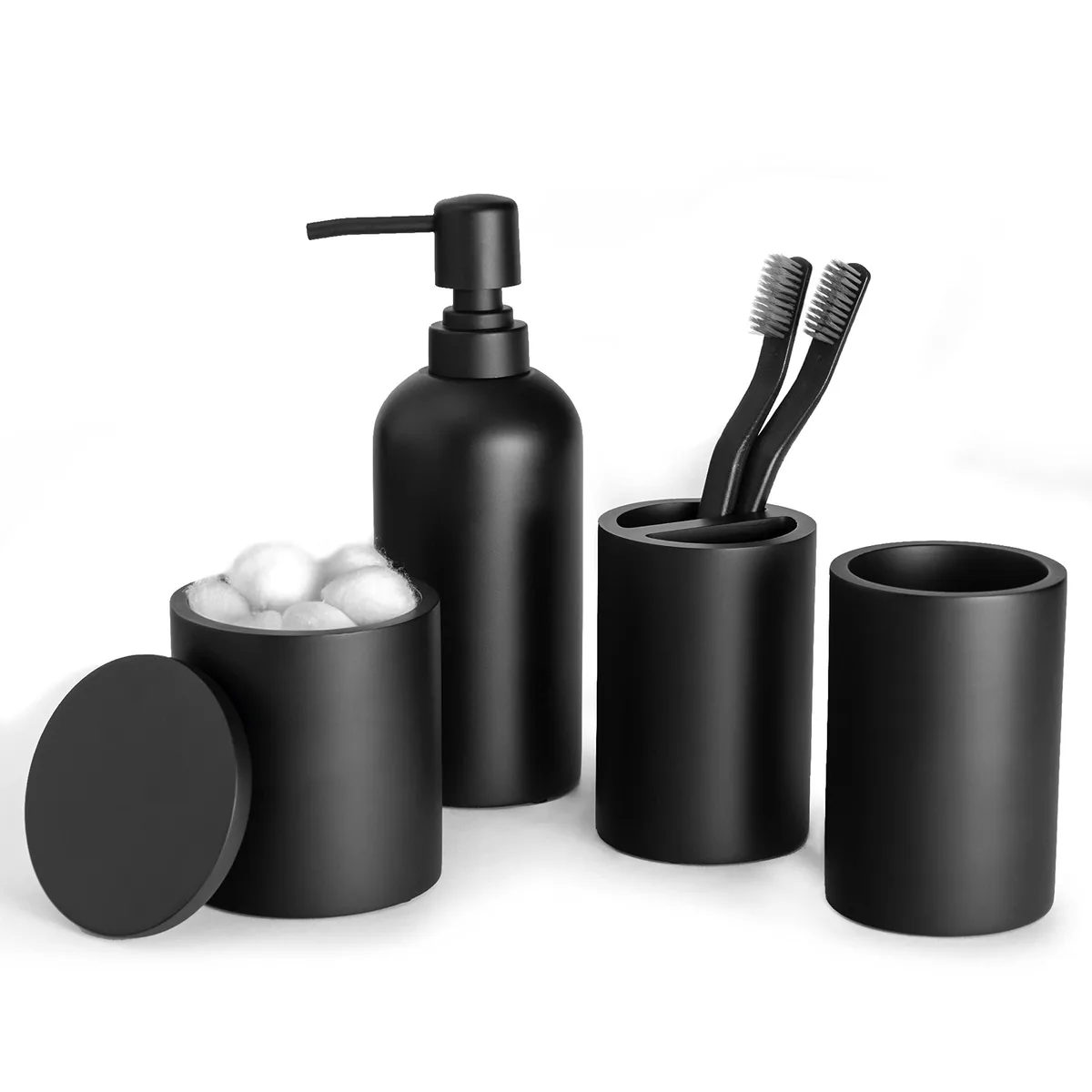  Decolav BATY-BK 4-Piece Bathroom Set Matte Black 14.33in W x 12.83in H x 9.06in D — product photo
