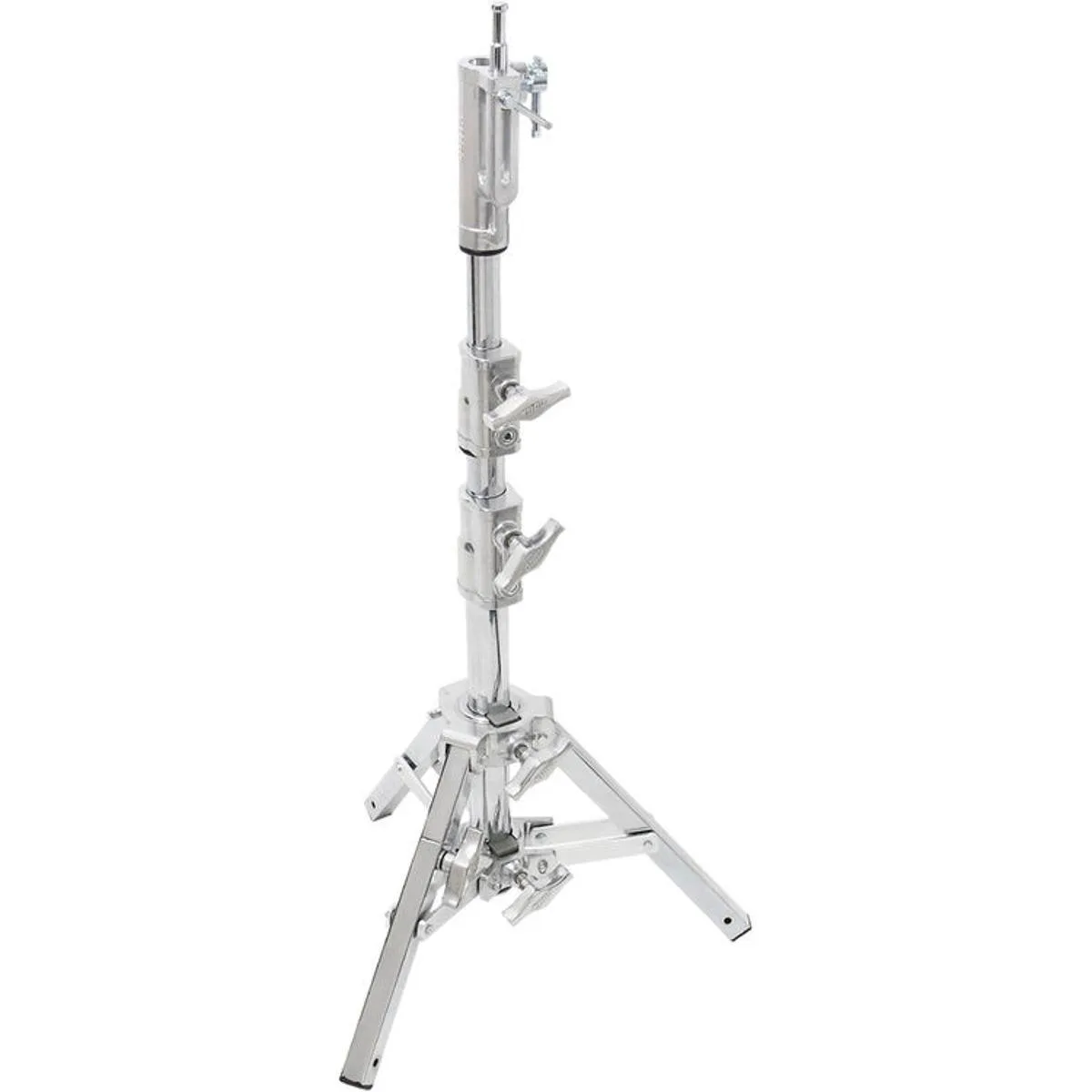 Chrome-plated steel 3-section low lighting stand with leveling leg, 3.3 ft max height