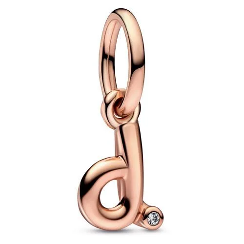 PANDORA PANDORA Letter D Script Alphabet Dangle Charm 14k rose gold-plated — product photo