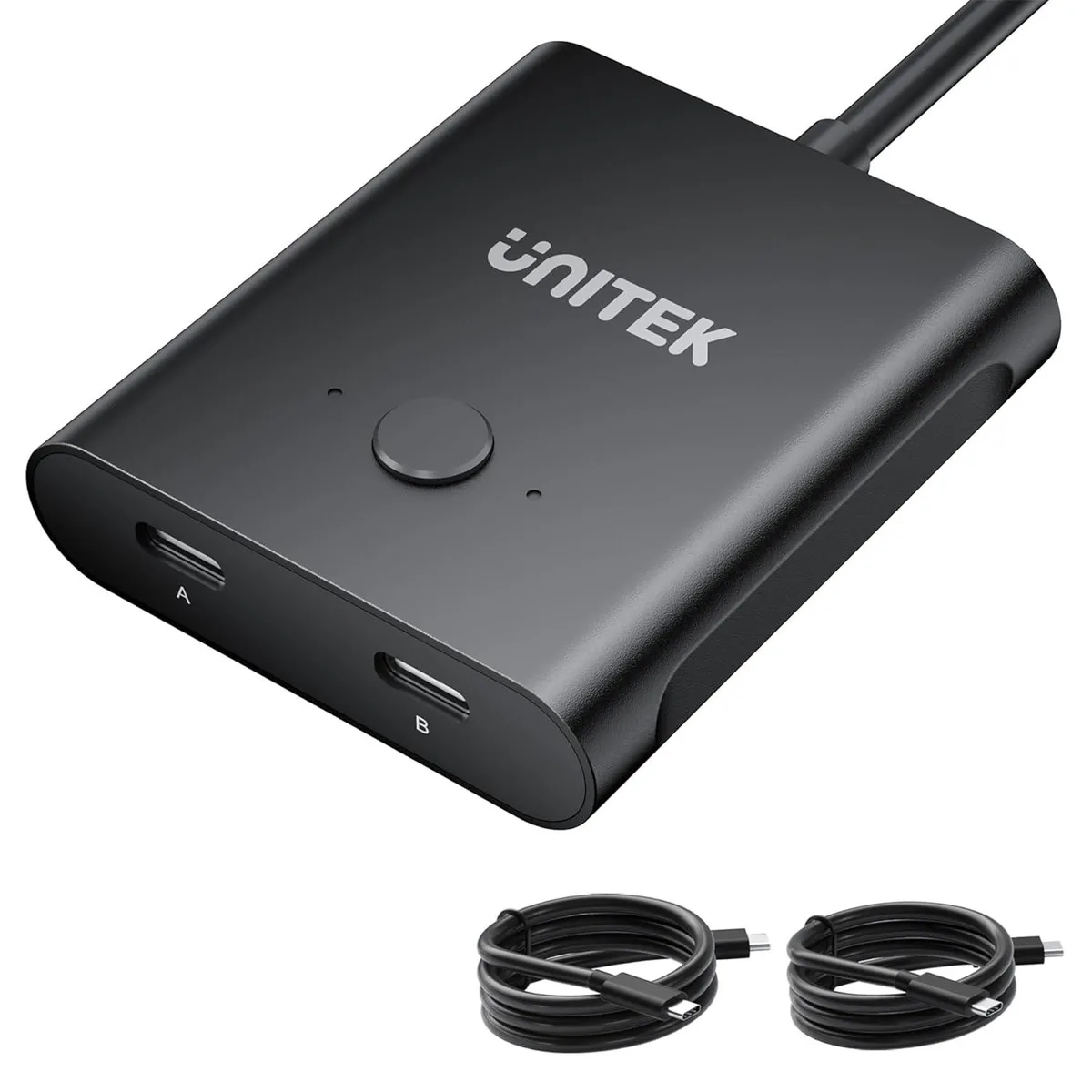 Explus-C Explus-C Bi-Directional USB-C KVM Switch 2×1 / 1×2 8K 60Hz 10Gbps 100W 3.3 ft cables Black — product photo