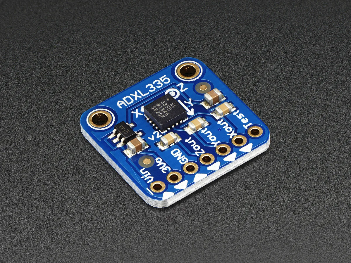 Small square green circuit board with header pins and two mounting holes