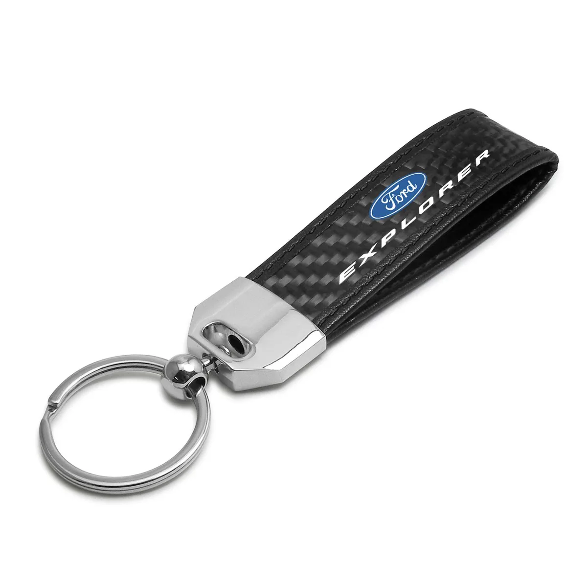 iPick Image, LLC iPick Image, LLC Ford Explorer Carbon Fiber Leather Key Chain Black Stitching — product photo