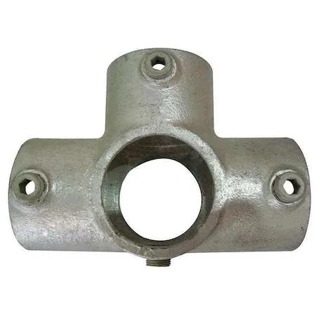 Cast iron cross pipe fitting, gray zinc-plated finish, four-way connection