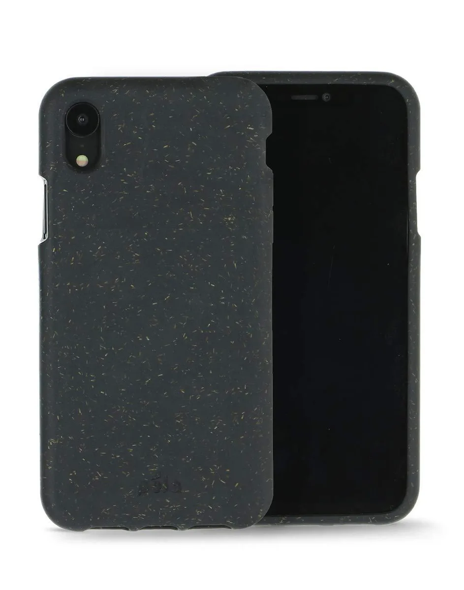 Black compostable soft case for iPhone XR with solid matte finish