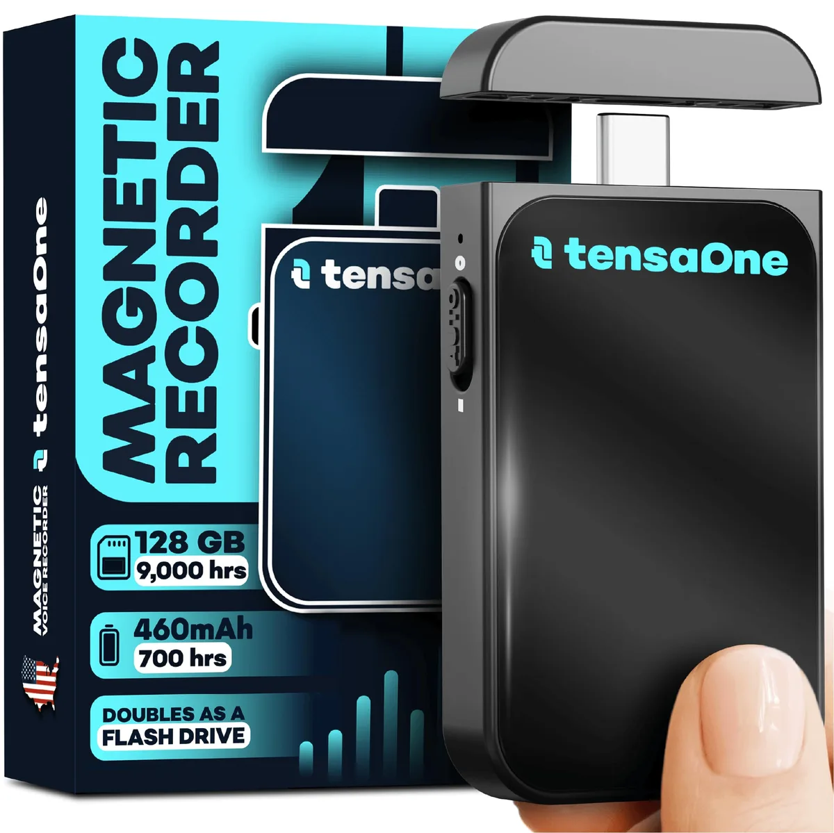 TensaOne MINI DIGITAL VOICE RECORDER 128GB 9000 hrs — product photo