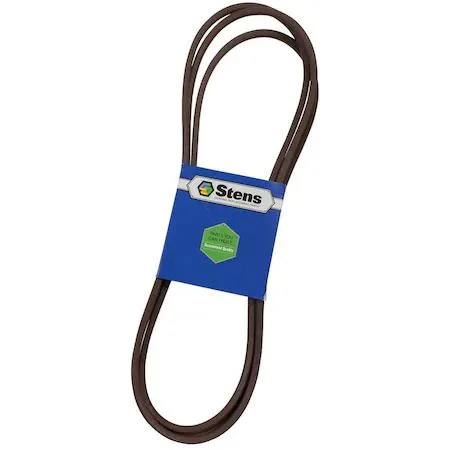 Black rubber V-belt with ribbed inner surface and smooth outer finish