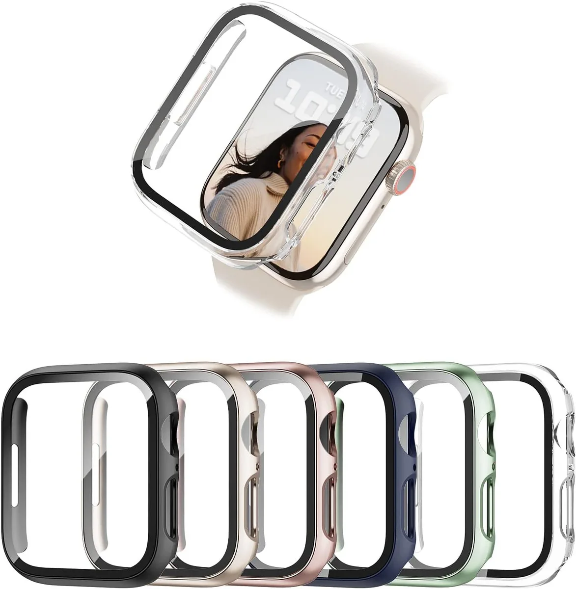 ETEIZU ETEIZU 6 Pack Watch Case 40mm Tempered Glass Screen Protector 360° Protection — product photo