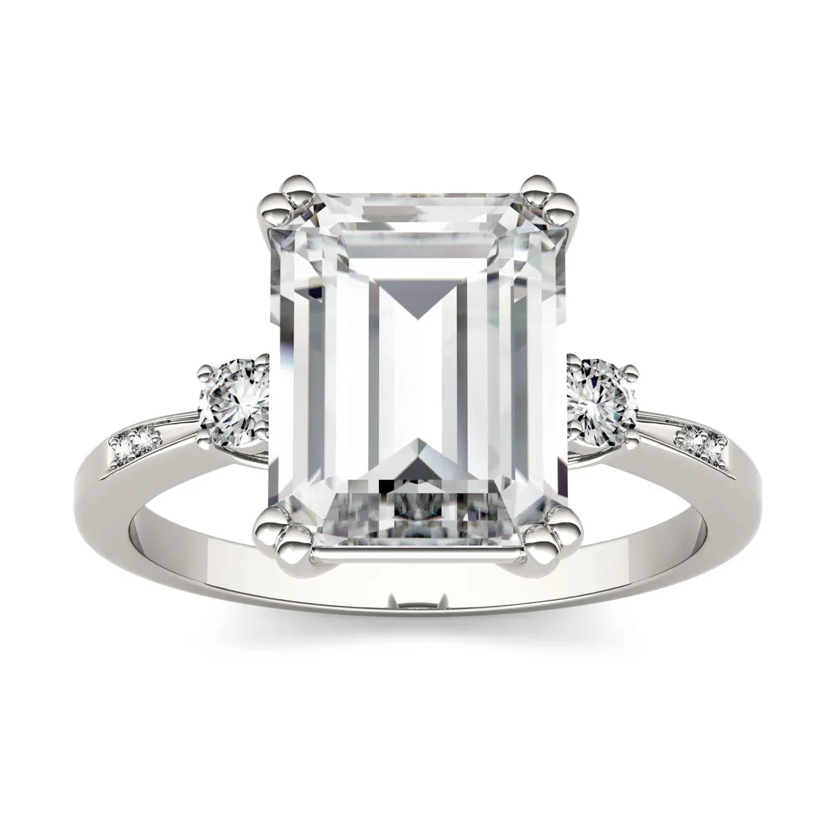 Charles &amp; Colvard Charles &amp; Colvard 14K White Gold Moissanite Emerald Ring Size 5 3.69cttw DEW — product photo