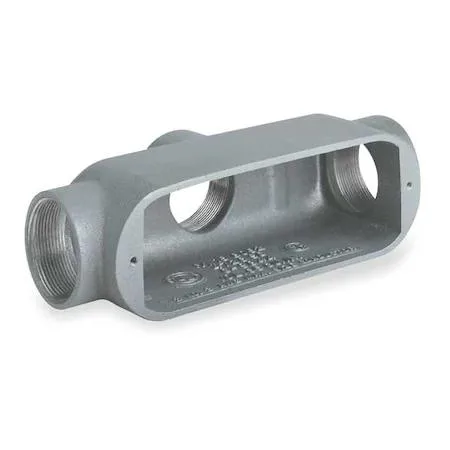 Gray powder-coated aluminum conduit outlet body, TB style, trade size 2 in