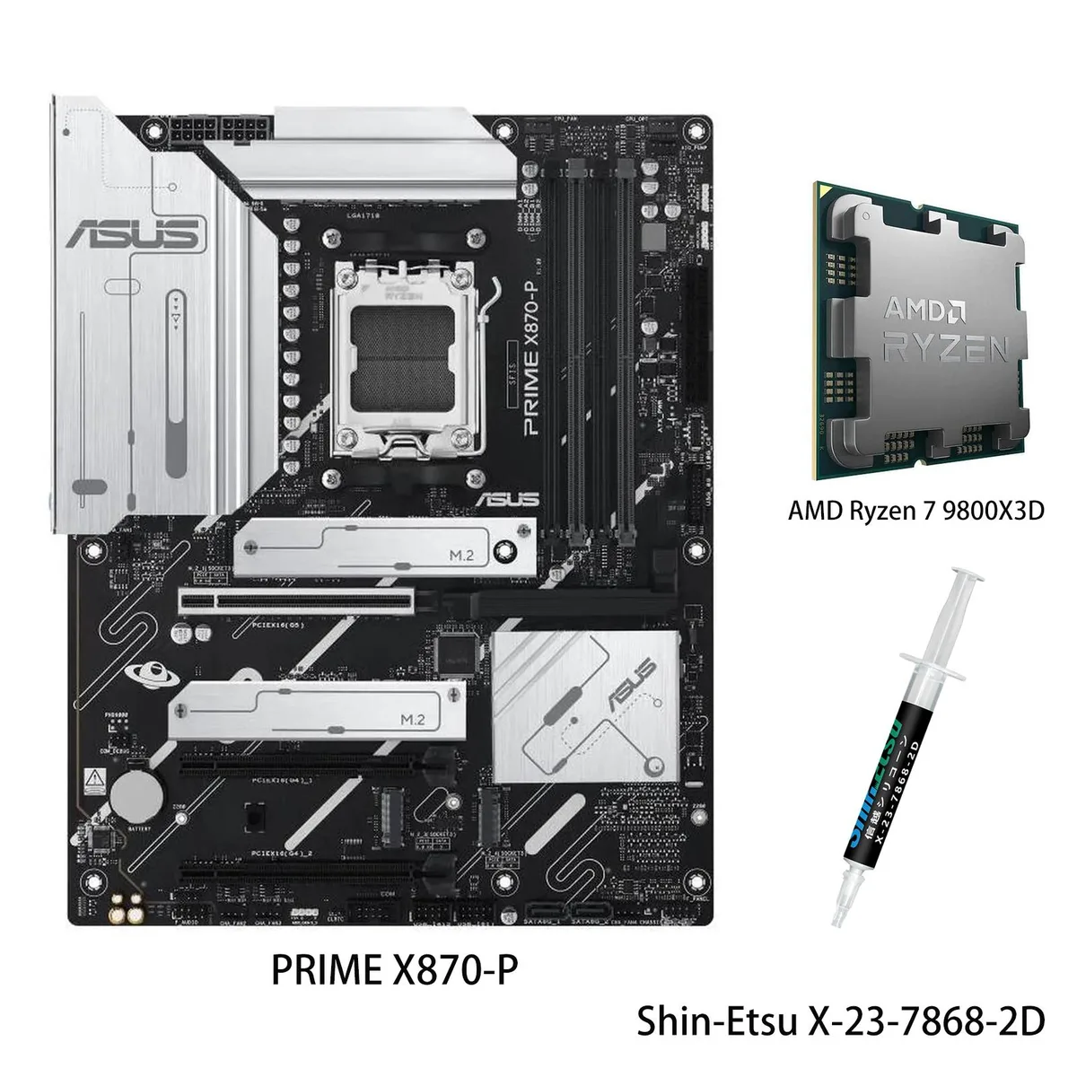 ASUS ASUS PRIME X870-P &amp; Ryzen 7 9800X3D AMD motherboard combo — product photo
