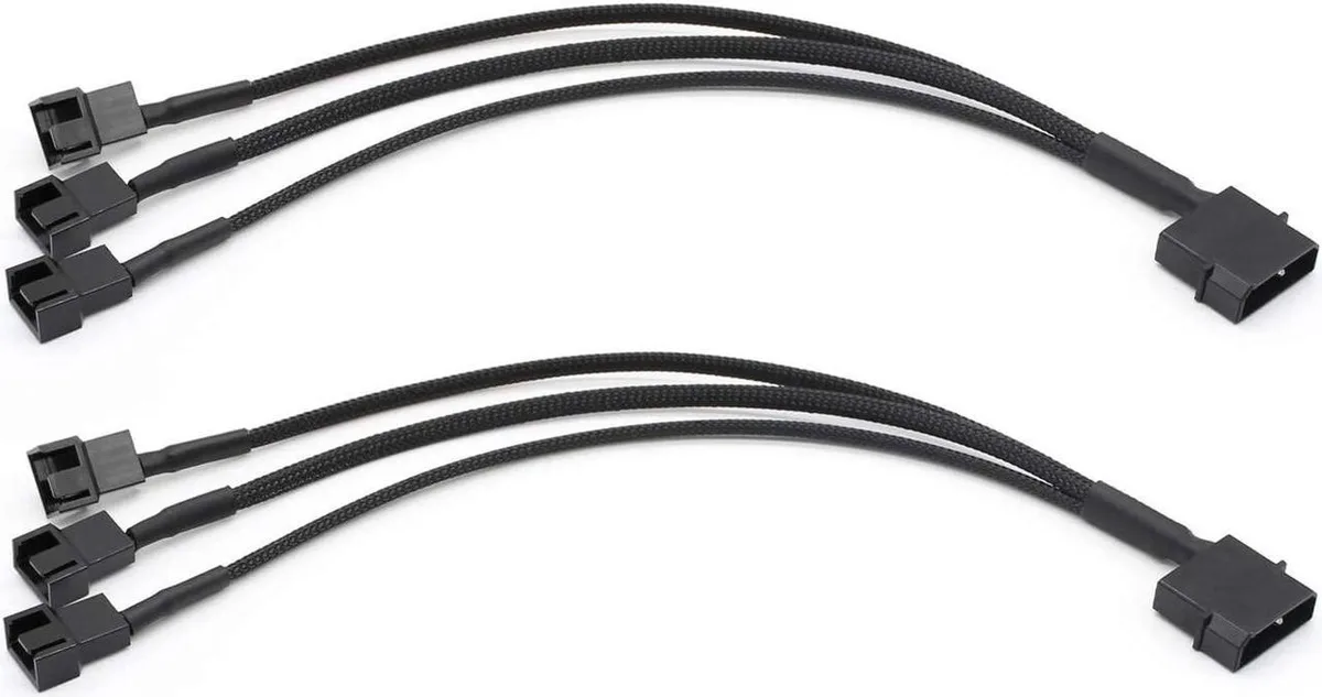Vszerda Vszerda 2 Pack Molex to 3 Pin 4 Pin Fan Power Splitter Adapter Cable 10 inch — product photo