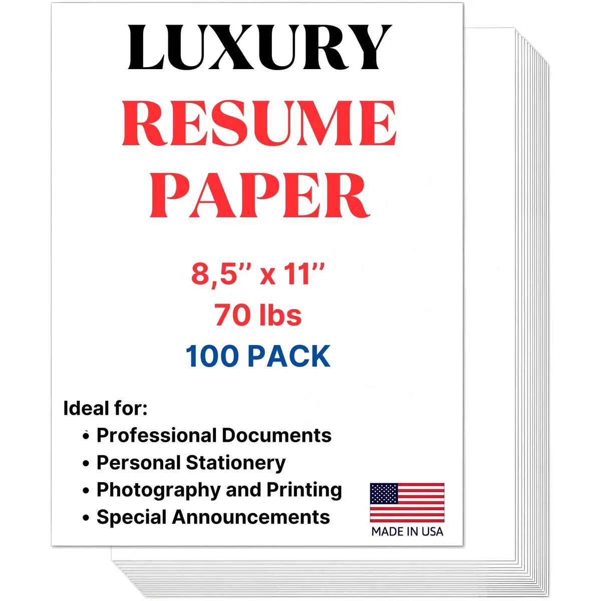  Kodak 70lb Bright White Resume Paper 8.5x11 100 Sheets — product photo