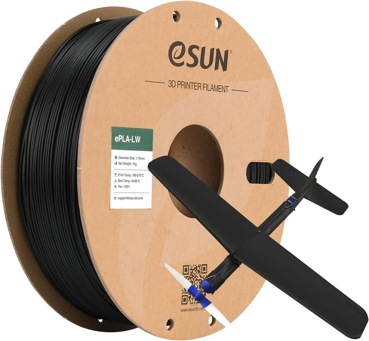 eSUN eSUN Super Lightweight PLA Filament 1.75mm Black 1kg — product photo