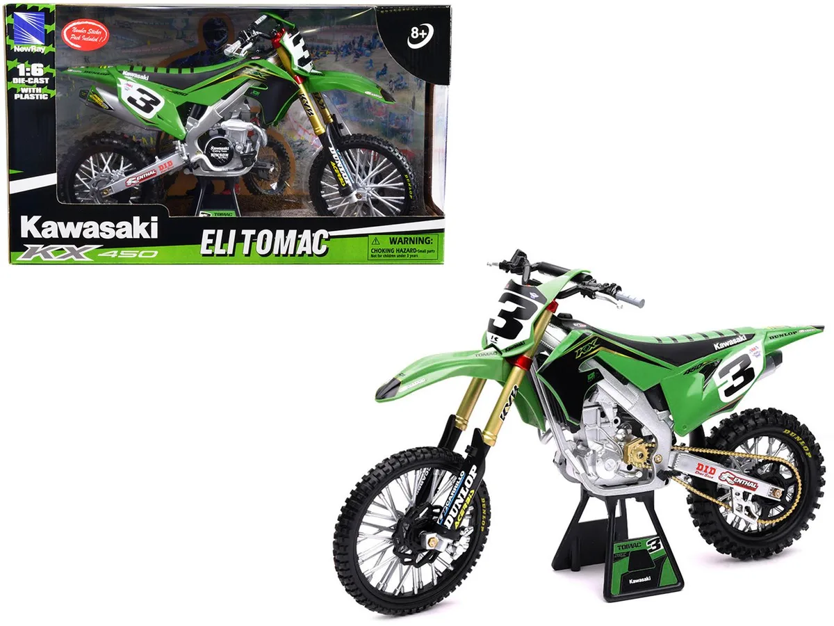 New Ray Toys New Ray Toys Kawasaki KX 450F #3 Eli Tomac 1/6 Diecast Motorcycle — product photo