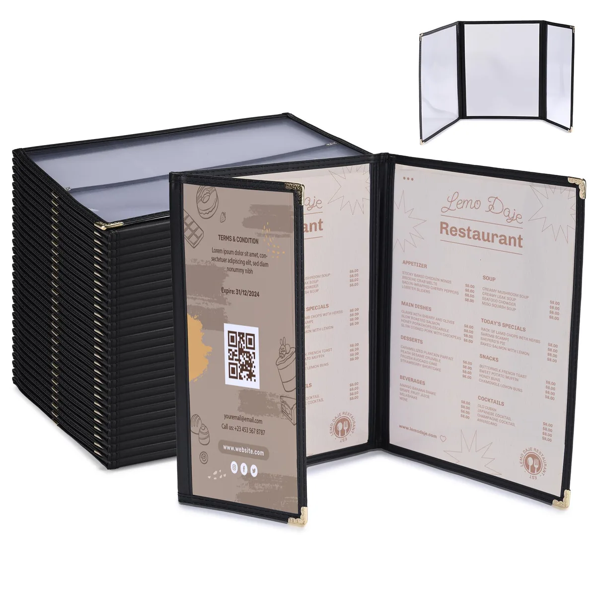 Yescom USA, Inc. Yescom USA, Inc. 26MNC031-11BH3-06-30 30 Pcs Menu Covers 8.5x11" 4.25x11" accessory — product photo