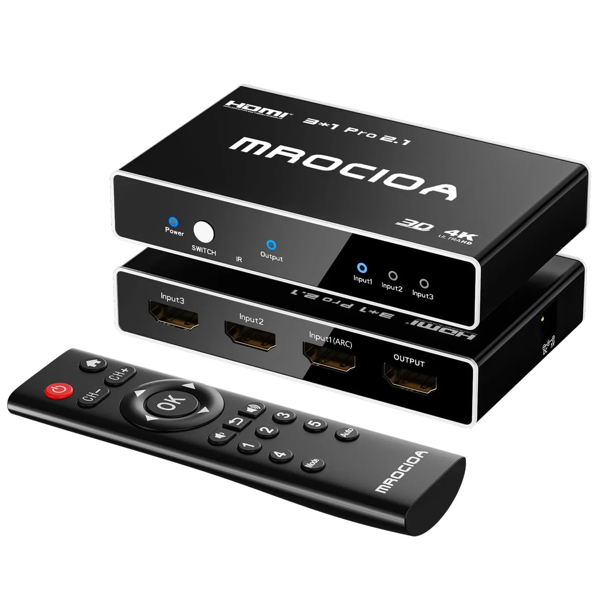 Mrocioa Mrocioa HDMI 2.1 Switch 3in 1 out 8K 60Hz 4K 120Hz 1080P 240Hz Black — product photo