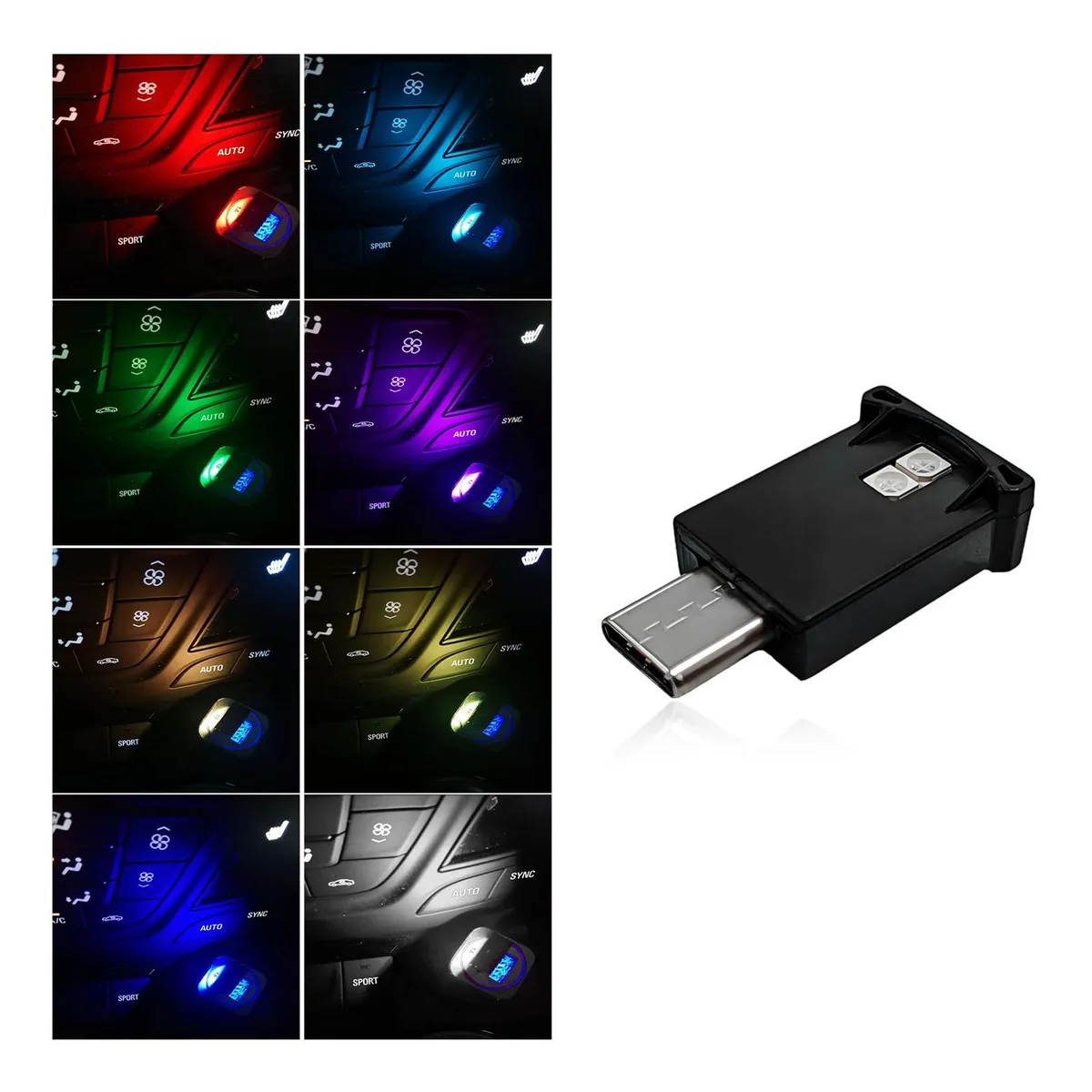  USB-C LED Ambient Light 8 Color RGB 2-Pack Automotive Specialty Lighting — product photo