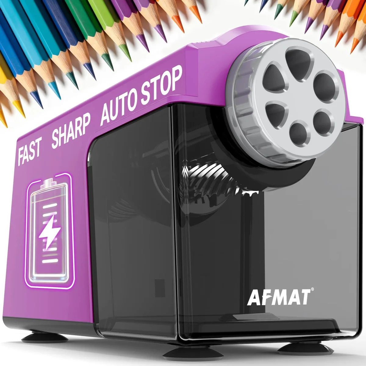  AFMAT PSD4PR 6-Hole Electric Pencil Sharpener Purple — product photo