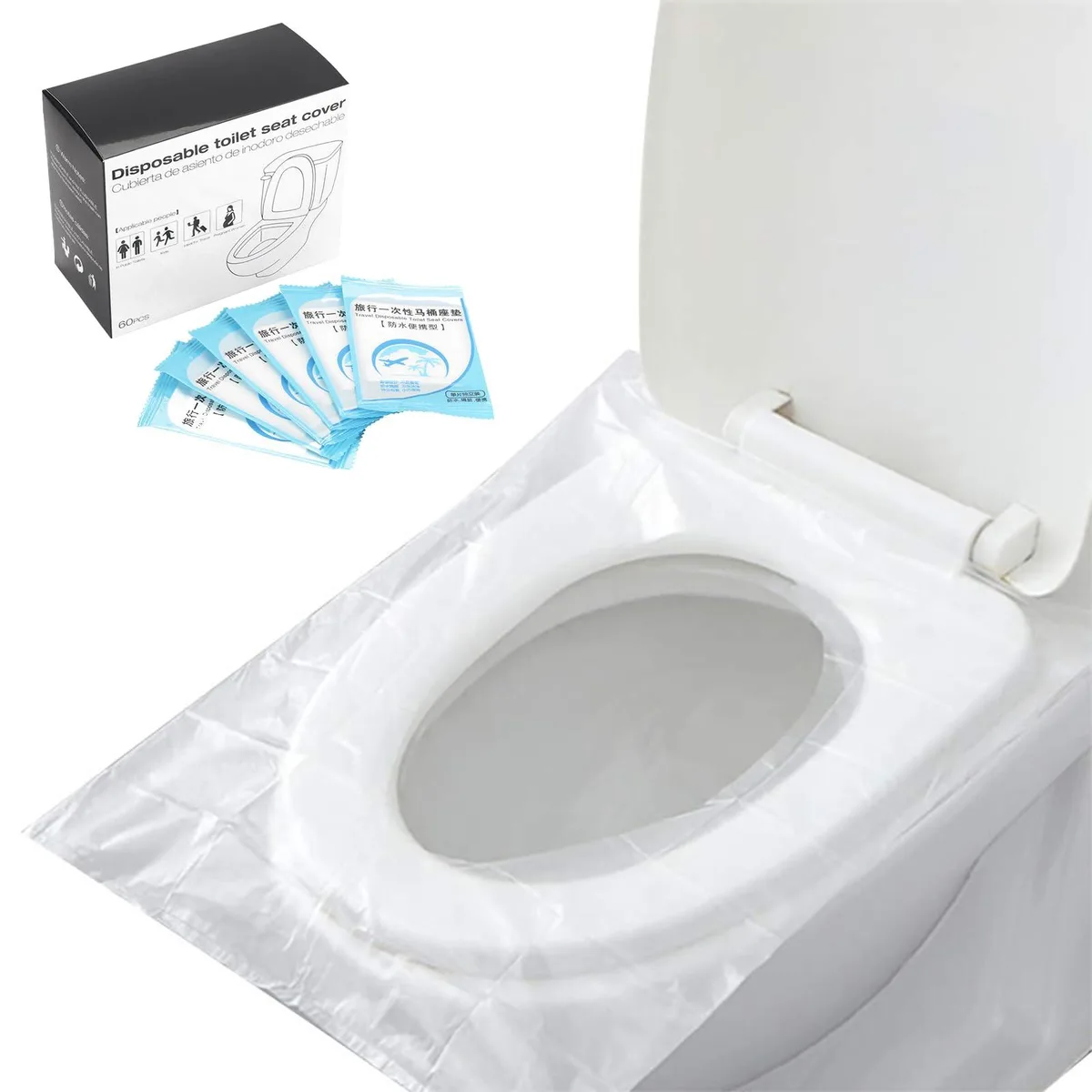 Disposable Toilet Seat Covers 60 Pcs 18.9x15.7in — product photo