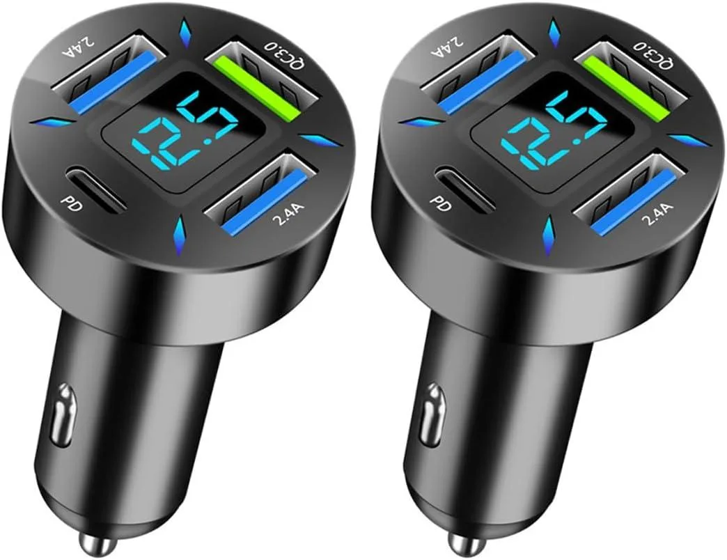 BeautiFeel BeautiFeel 4-Port USB Car Charger 66W PD QC 3.0 LED Voltmeter — product photo