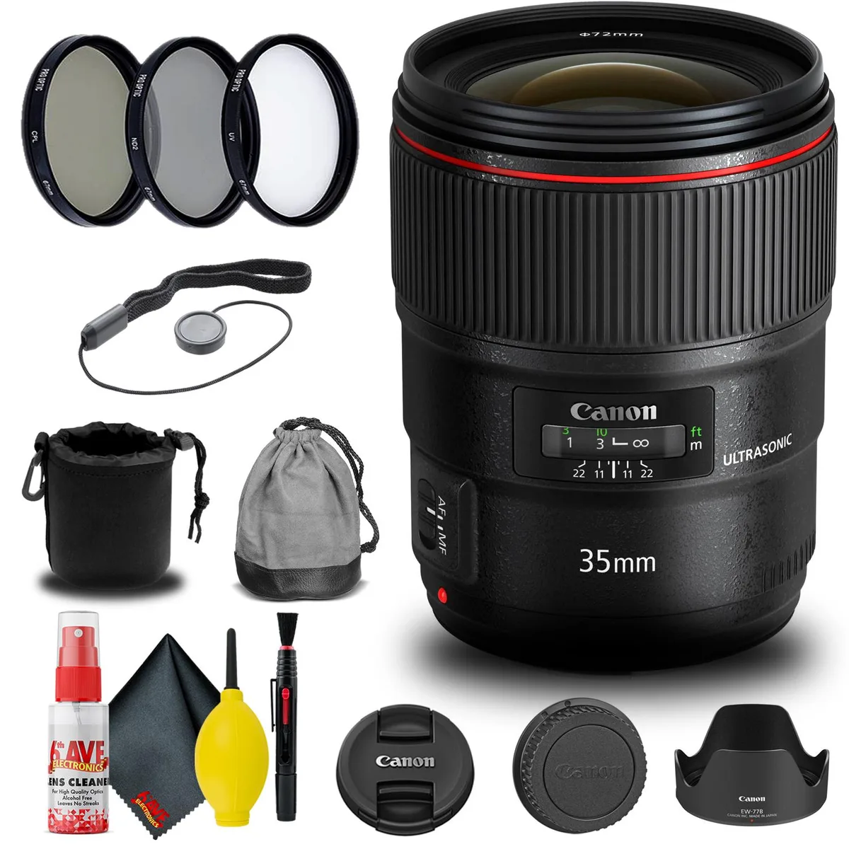 Canon Canon EF 35mm f/1.4L II USM Lens (9523B002) + Filter Kit + Cap Keeper + Cleaning Kit — product photo