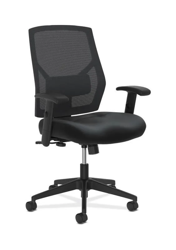 HON HON BSXVL581SB11T Crio High-Back Task Chair Mesh Back Adj Arms Lumbar Black Leather Office Furniture — product photo