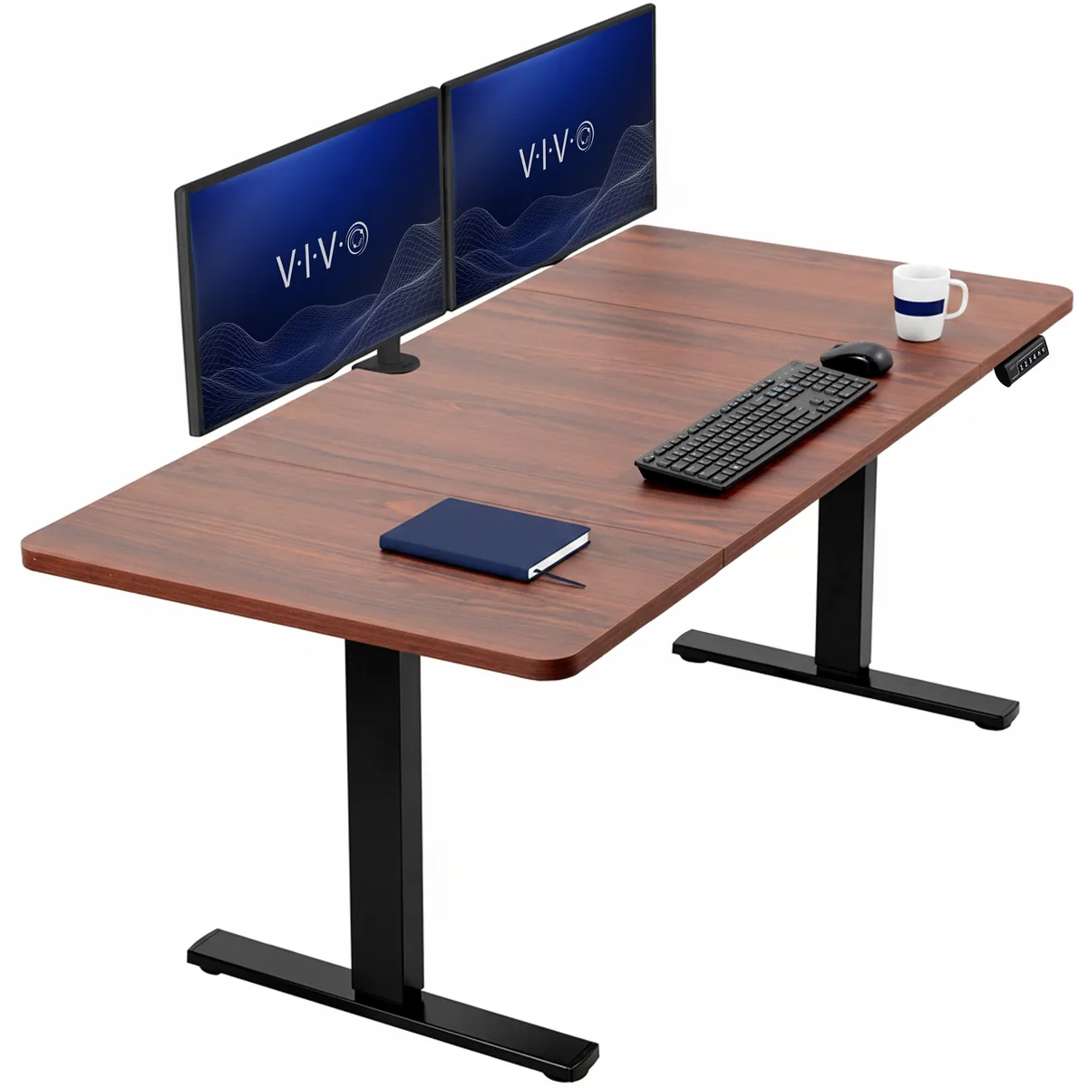 VIVO VIVO Electric Standing Desk 60 x 30 Dark Walnut Black Frame — product photo
