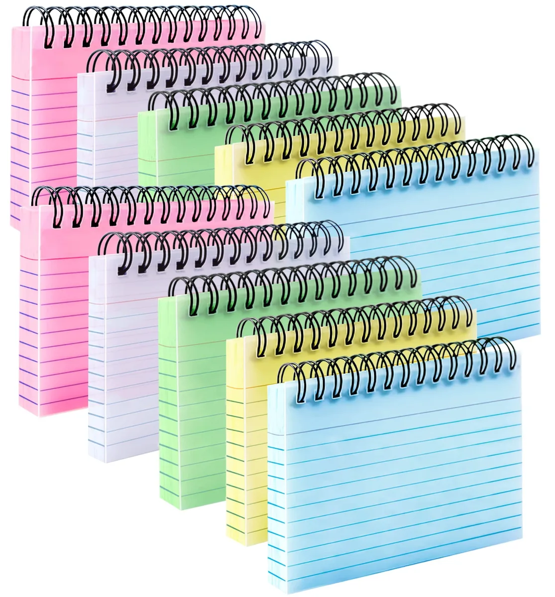  MotBach Spiral Index Cards 500 Sheets 3.3 x 5 in Multi-Color 10 Packs — product photo