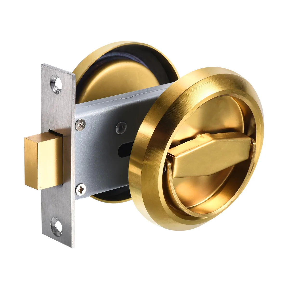 Unique-Bargains Unique-Bargains Recessed Door Lock Gold Tone 4.8mm 65mm 94x75mm — product photo