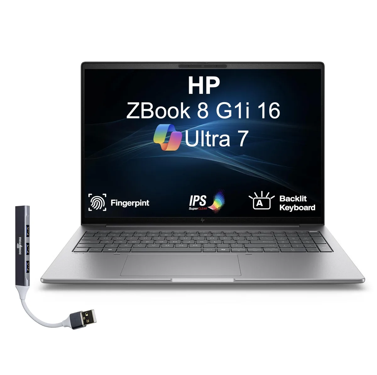 HP HP ZBook 8 G1i 16 laptop Ultra 7-255H 64GB DDR5 4TB PCIe SSD 16.0" WUXGA Meteor Silver — product photo
