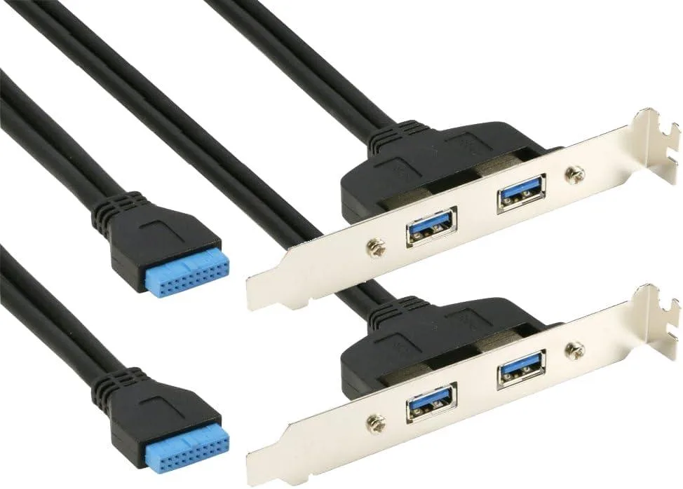 Vszerda Vszerda USB 3.0 20-pin header to dual female back-panel bracket cable 1.5ft 2-pack — product photo