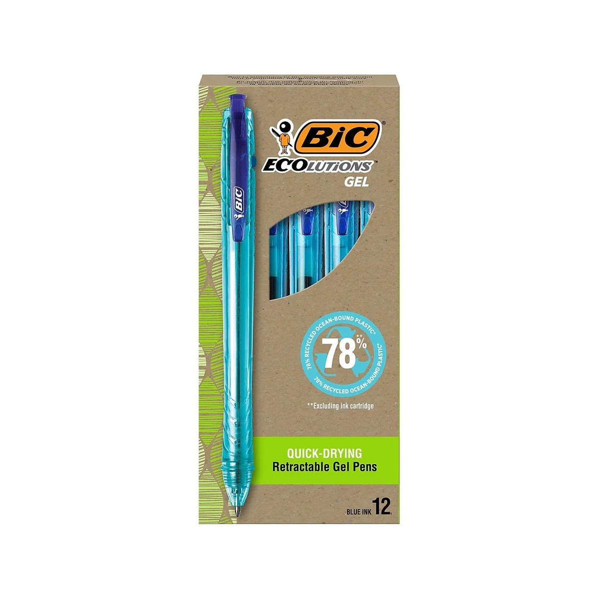 BIC BIC RGLE11-BLU retractable gel pen 1.0 mm blue 12 pack — product photo
