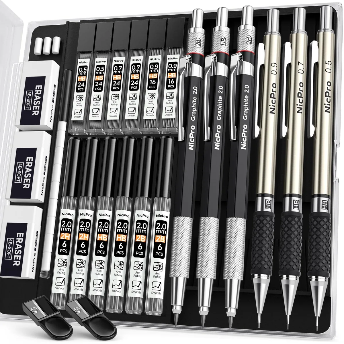 Nicpro MG099 6PCS Mechanical Pencil Set 0.5 0.7 0.9 2.0mm — product photo