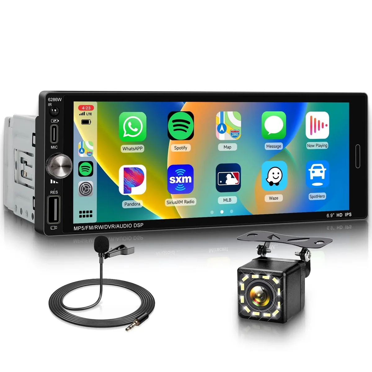 BoYata BoYata 6.9-Inch Single DIN Car Radio with Wireless CarPlay Android Auto Bluetooth 5.2 — product photo
