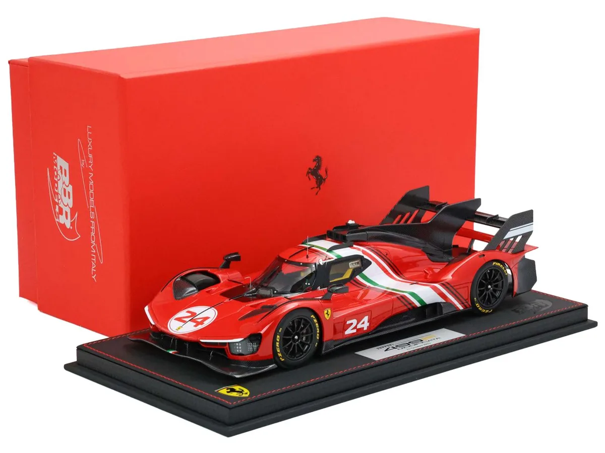 BBR BBR Ferrari 499P Modificata #24 Red White Stripes Launch Version 2023 1/18 Limited 70 pcs with Display Case — product photo