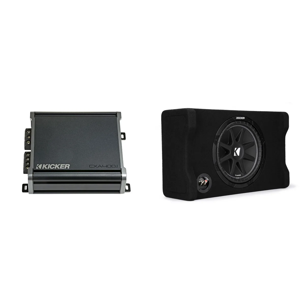 KICKER KICKER 48CDF124 12" Comp Subwoofer + 46CXA4001 400W Amp — product photo