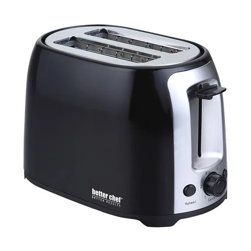 Better Chef Better Chef 2-Slice Extra-Wide-Slot Toaster Black with stainless steel accents — product photo