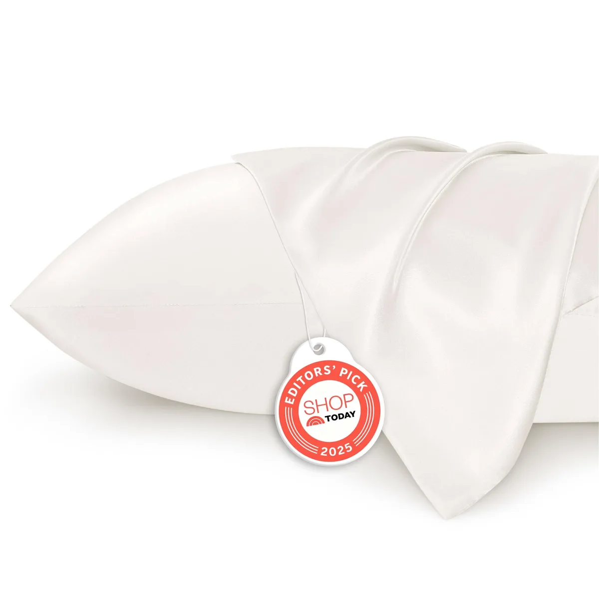 Two ivory satin pillowcases with envelope closure, 20 by 30 inches