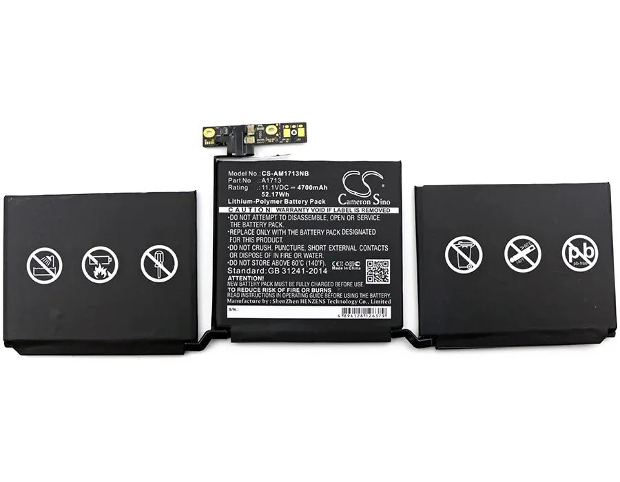 Rectangular black replacement battery for MacBook Pro 13.3 2016