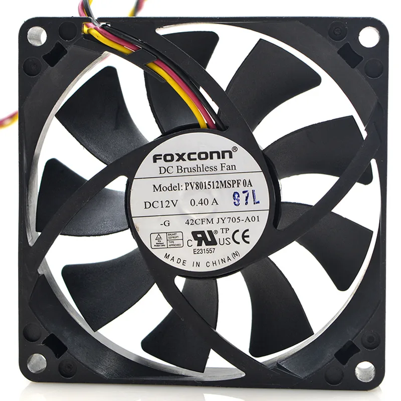 Zyvpee Zyvpee PV801512MSPF0A 80mm 12V .40A 3-Pin Ball Bearing Case Fan — product photo