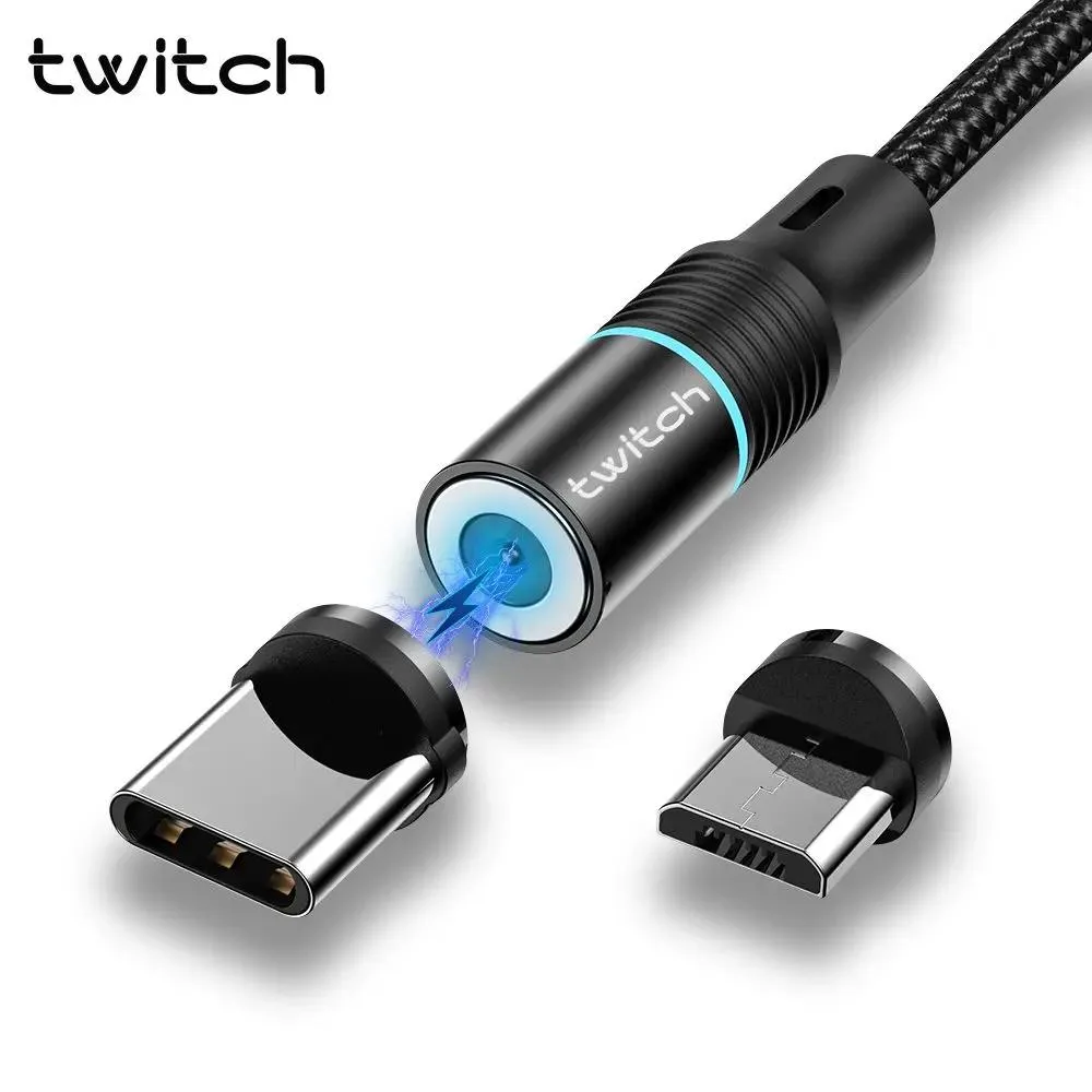 Magnetic USB cable with Micro USB and USB A connectors, black finish
