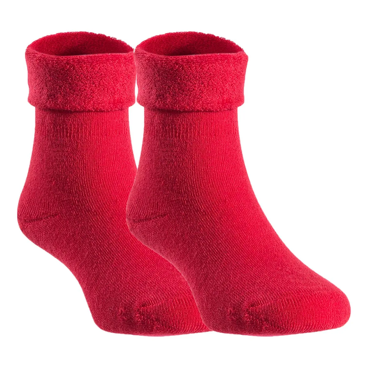 Two pairs of red wool crew socks for babies