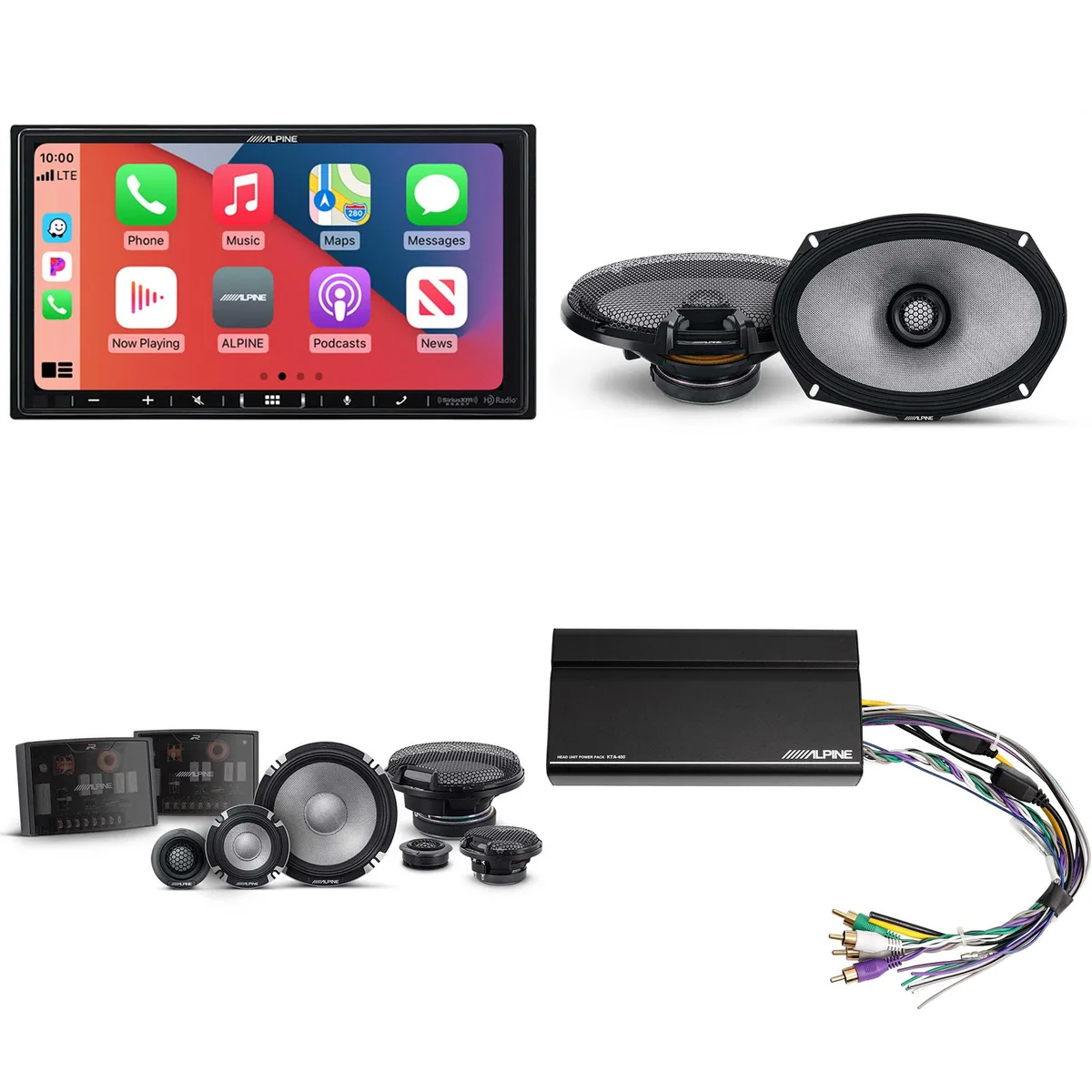 Alpine Alpine iLX-407 7-Inch Receiver with R2-S653 6.5" 3-Way &amp; R2-S69 Coaxial Set &amp; KTA-450 Power Pack — product photo