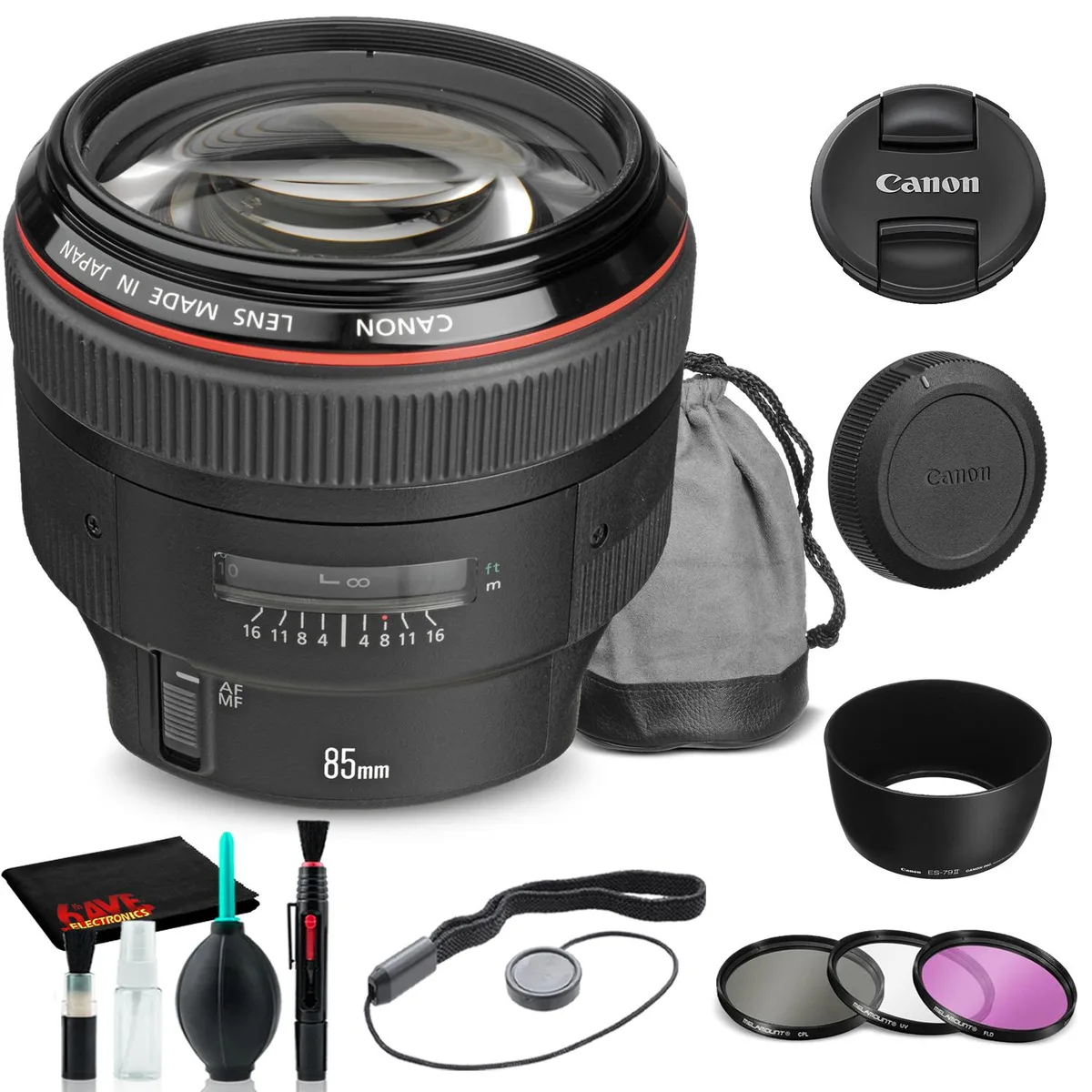 Canon Canon EF 85mm f/1.2L II USM lens with filter kit — product photo