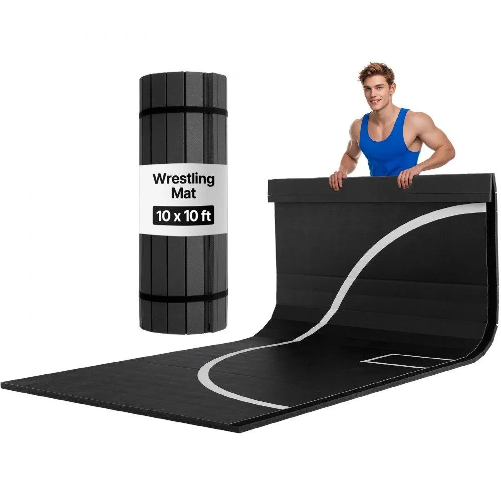VEVOR VEVOR WR-10 10x10 ft Wrestling Mat 1.25 in Thick Black — product photo