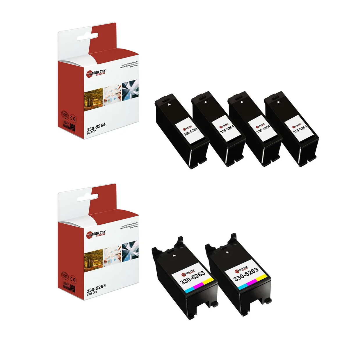 Laser Tek Services Laser Tek Services 6 Pack Dell Series 21 Replacement Inks (4 Black, 2 Color) — product photo