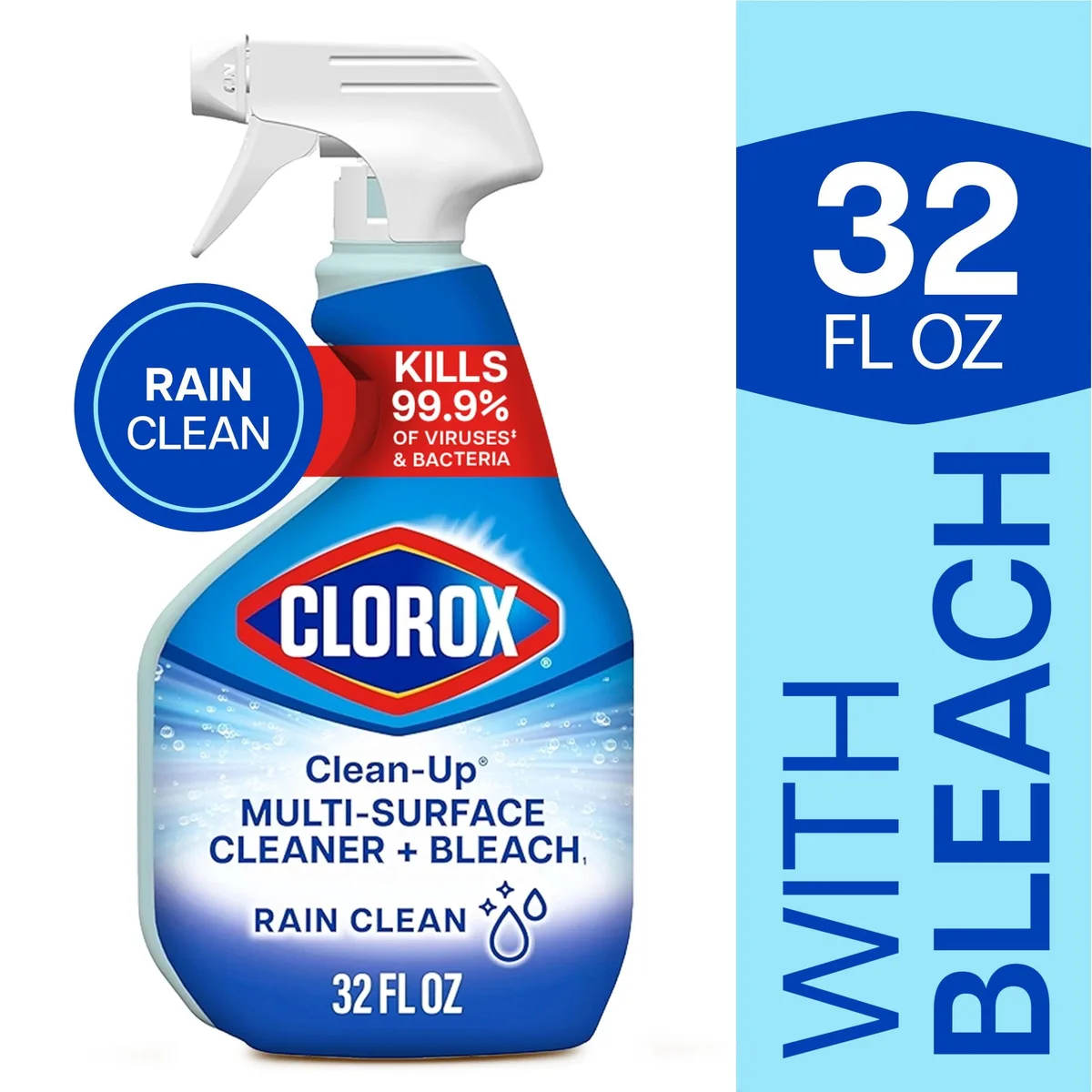 None Continuous None Continuous Multi-Surface Cleaner with Bleach Rain Clean 32 fl oz — product photo