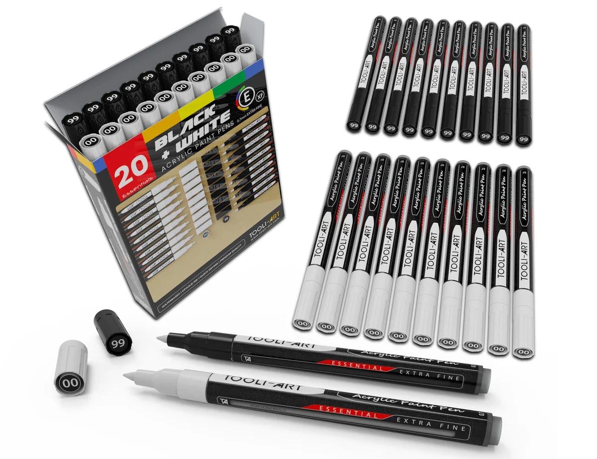  AS20BW 20 Black &amp; White Extra Fine Paint Markers .7mm — product photo