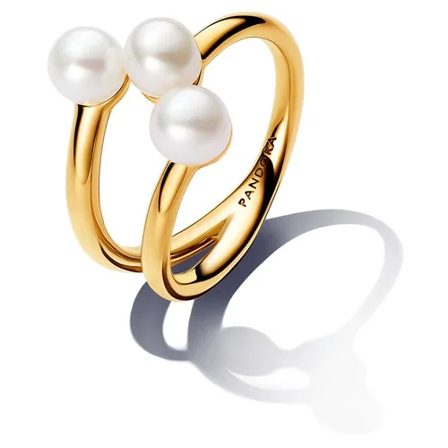 PANDORA PANDORA Treated Freshwater Cultured Pearl Open Ring 14k gold-plated — product photo